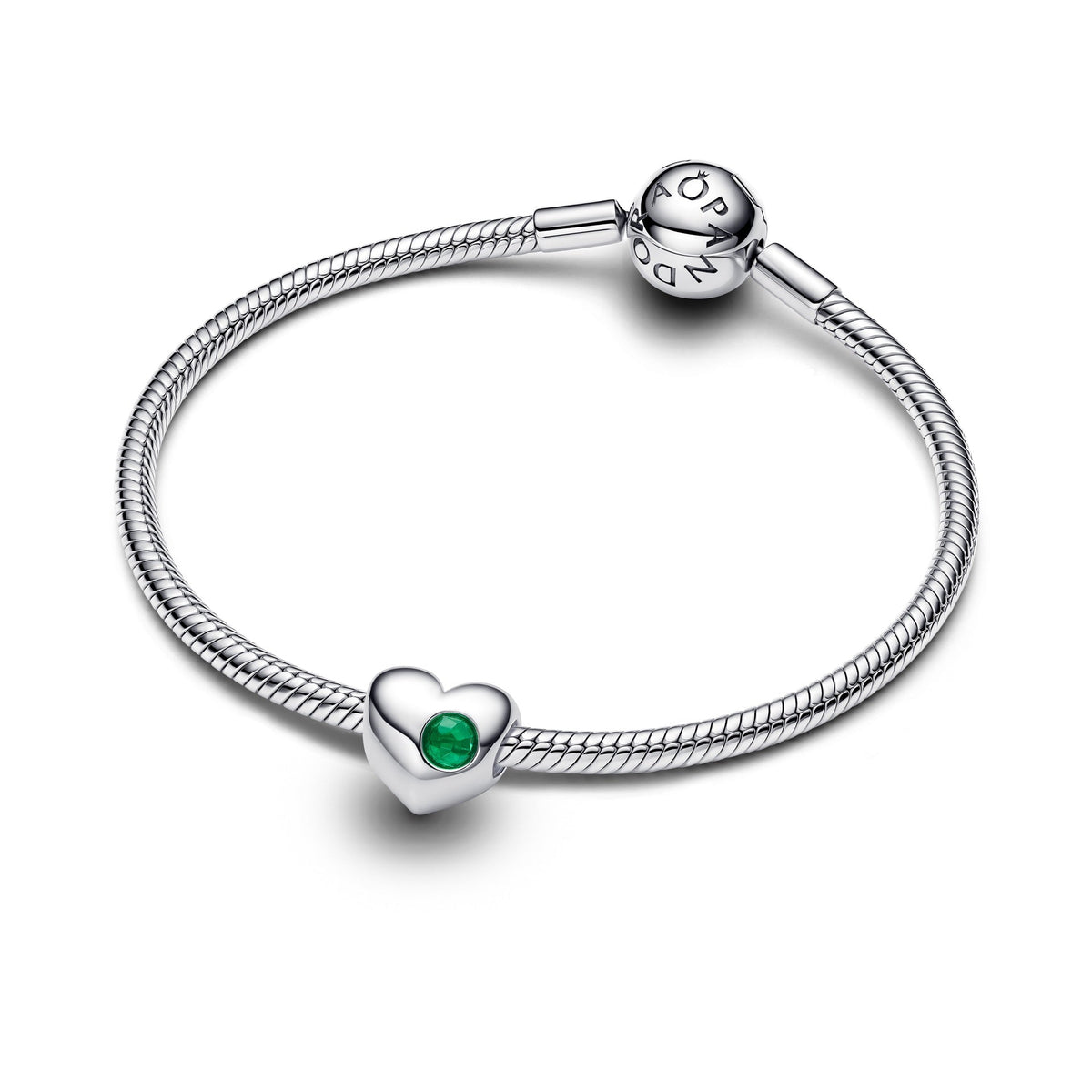 Pandora Engravable Green Stone Heart Charm