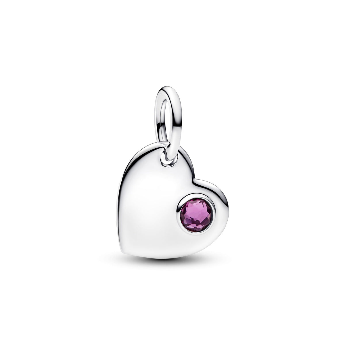 Pandora February Engravable Heart Purple Stone Dangle Charm