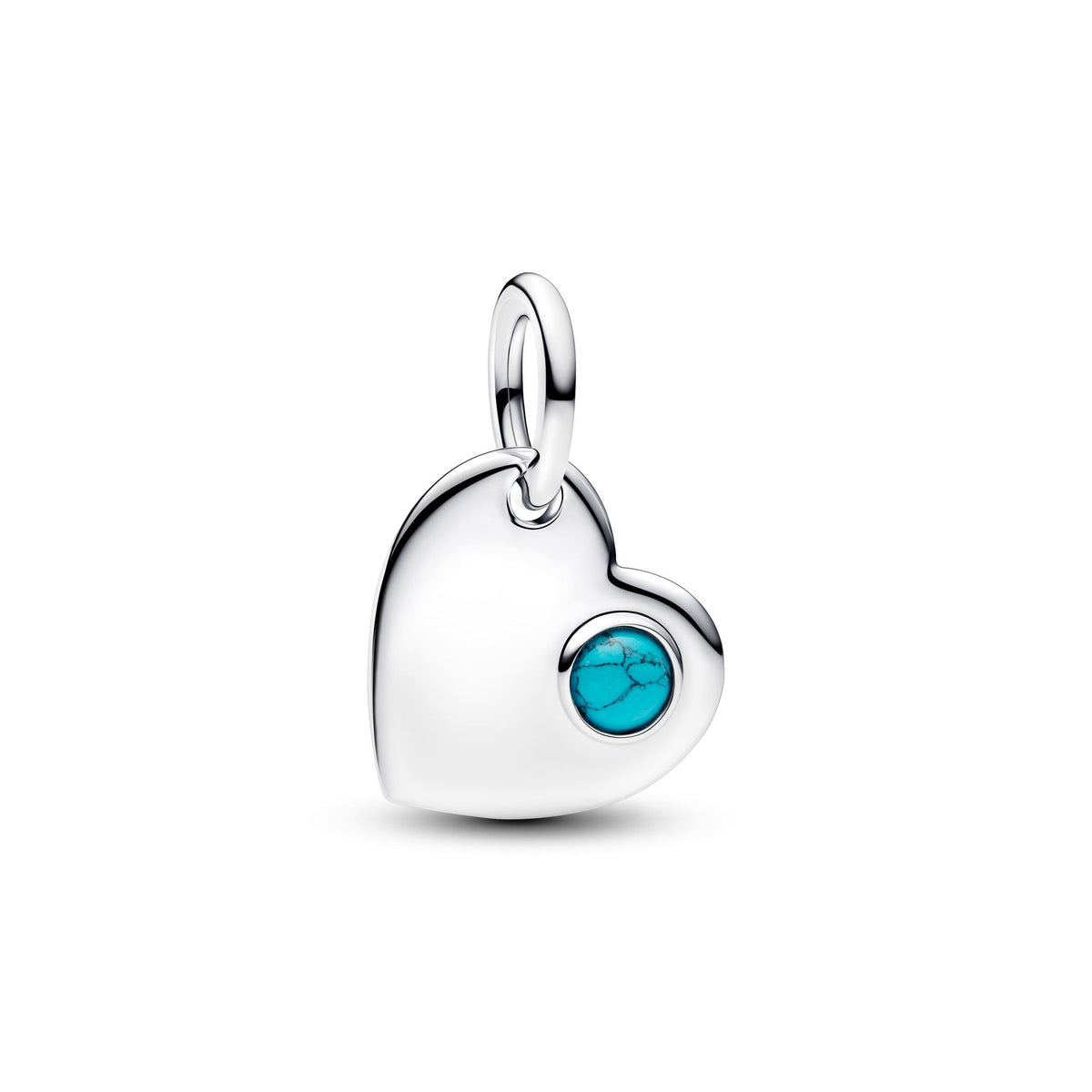 Pandora December Engravable Heart Turquoise Blue Stone Dangle Charm
