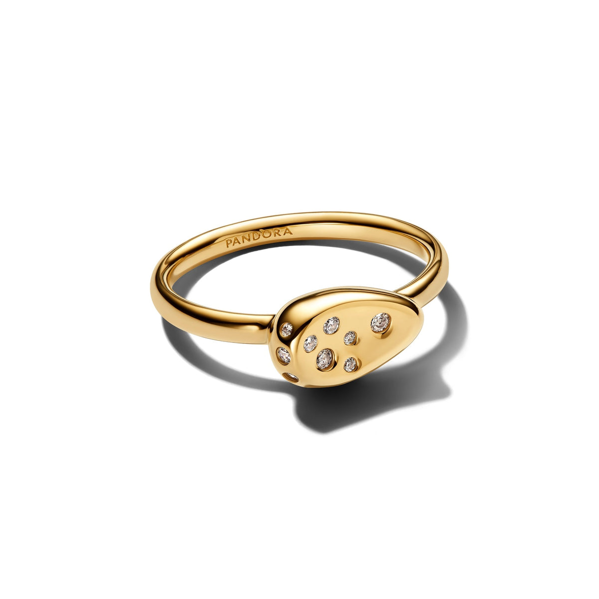 Pandora Small Stone-Set Oval Signet Ring