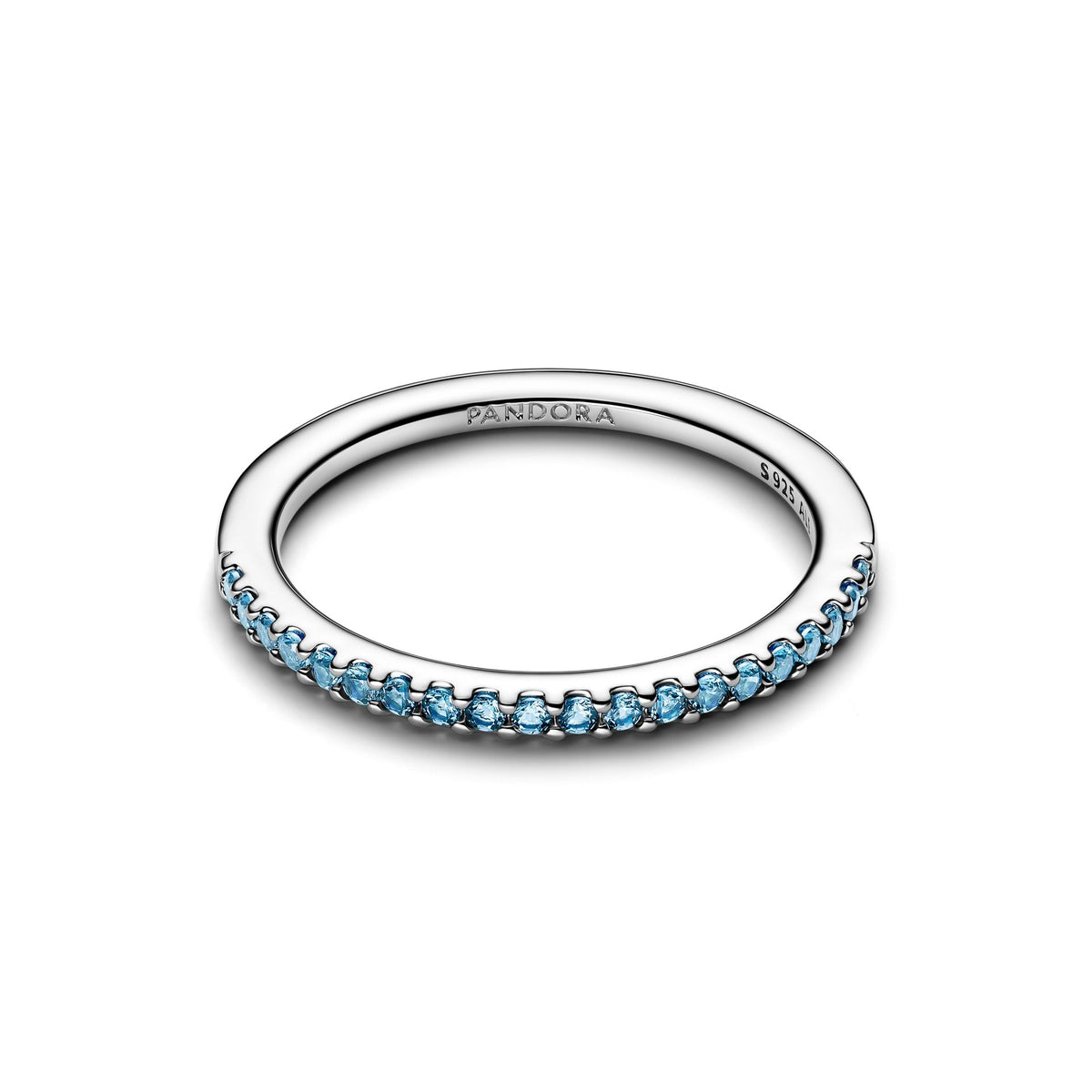 Pandora Sparkling Aquamarine Half-Eternity Band Ring