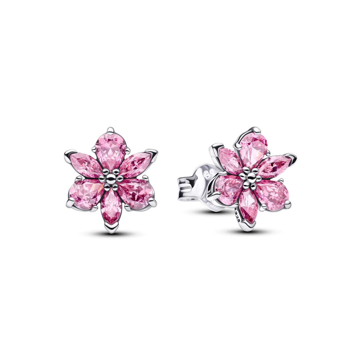 Pandora Herbarium Sparkling Pink Flower Stud Earrings