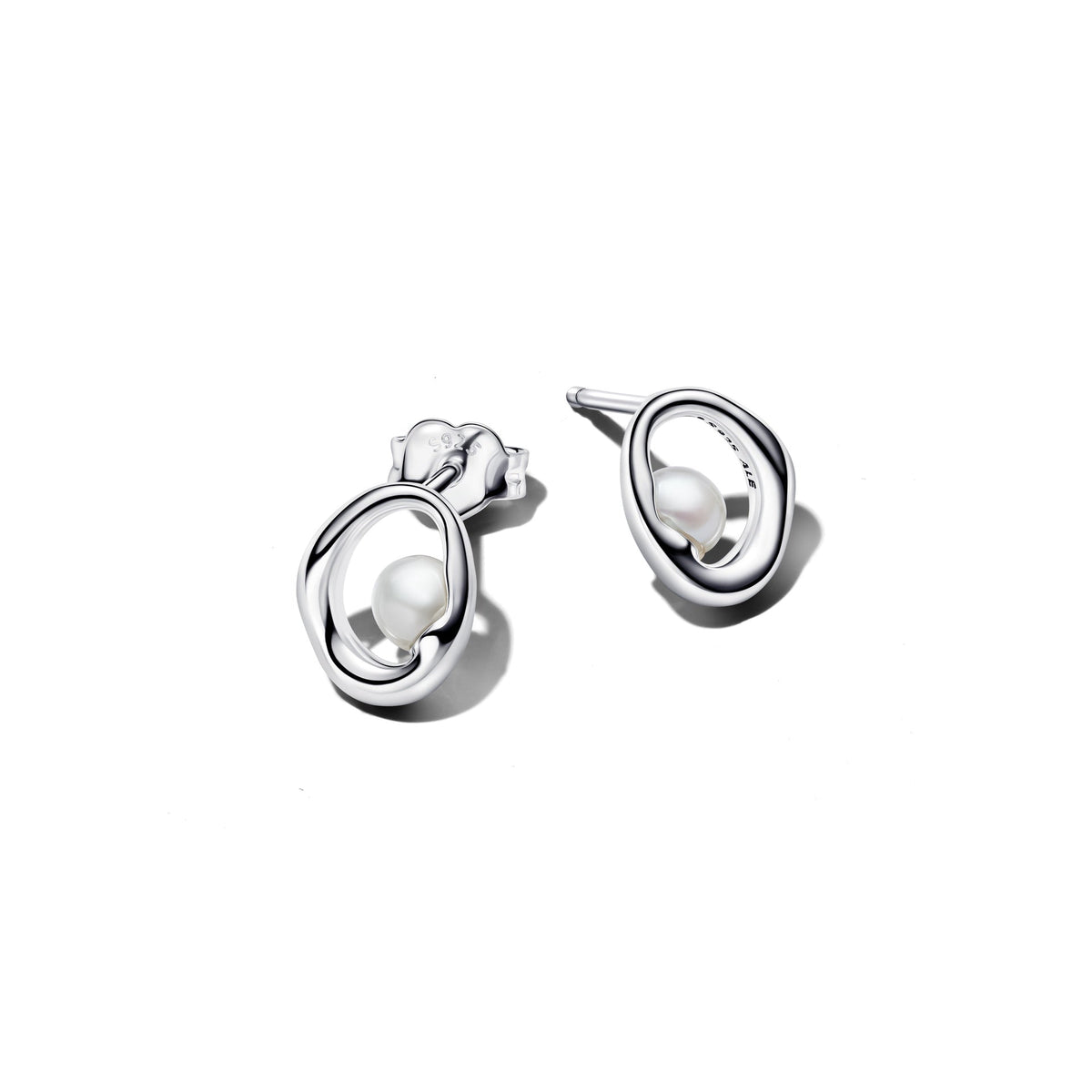 Organically Shaped Oval & Treated Freshwater Cultured Pearl Stud Earrings