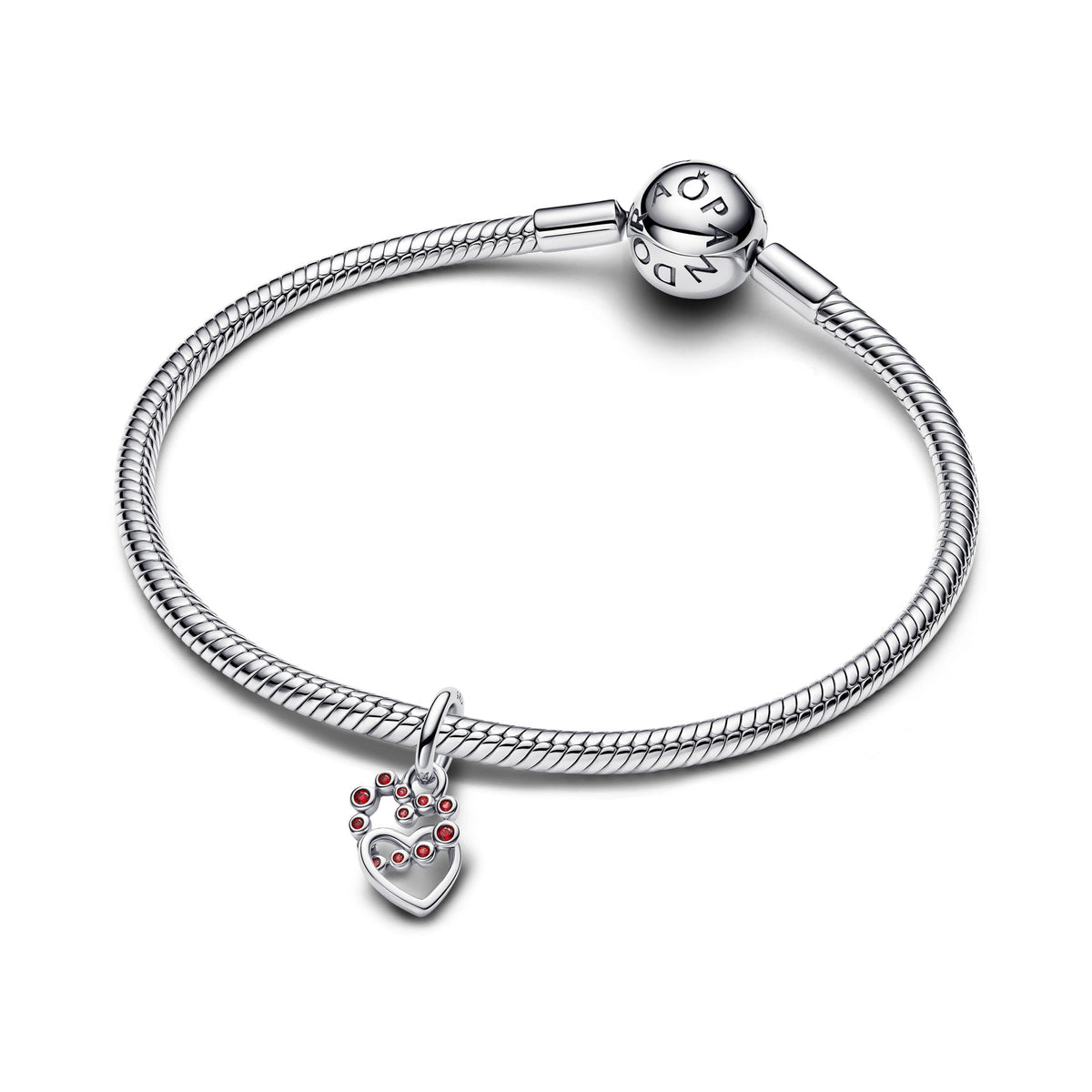 Pandora Connected Hearts & Red Stones Dangle Charm