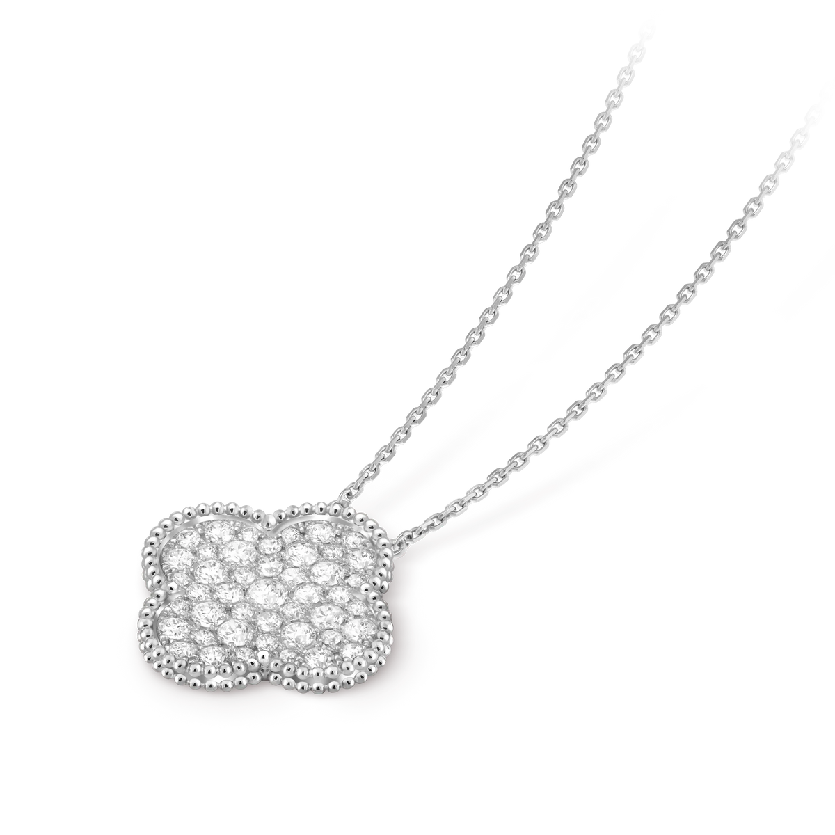 Van Cleef & Arpels Magic Alhambra Collection Full Diamond Four-Leaf Clover Necklace