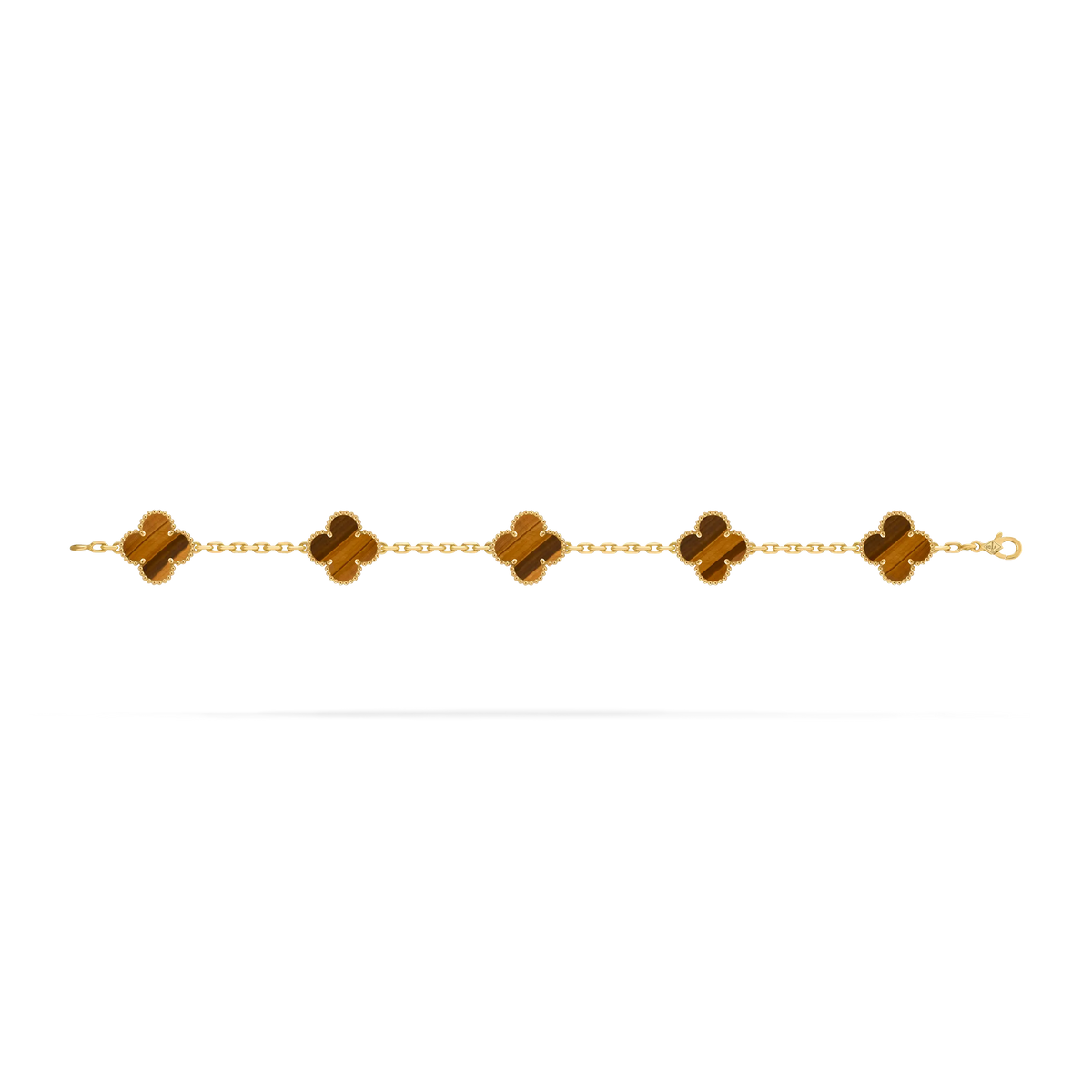 Van Cleef & Arpels Vintage Alhambra Tiger Eye Five-Flower Bracelet