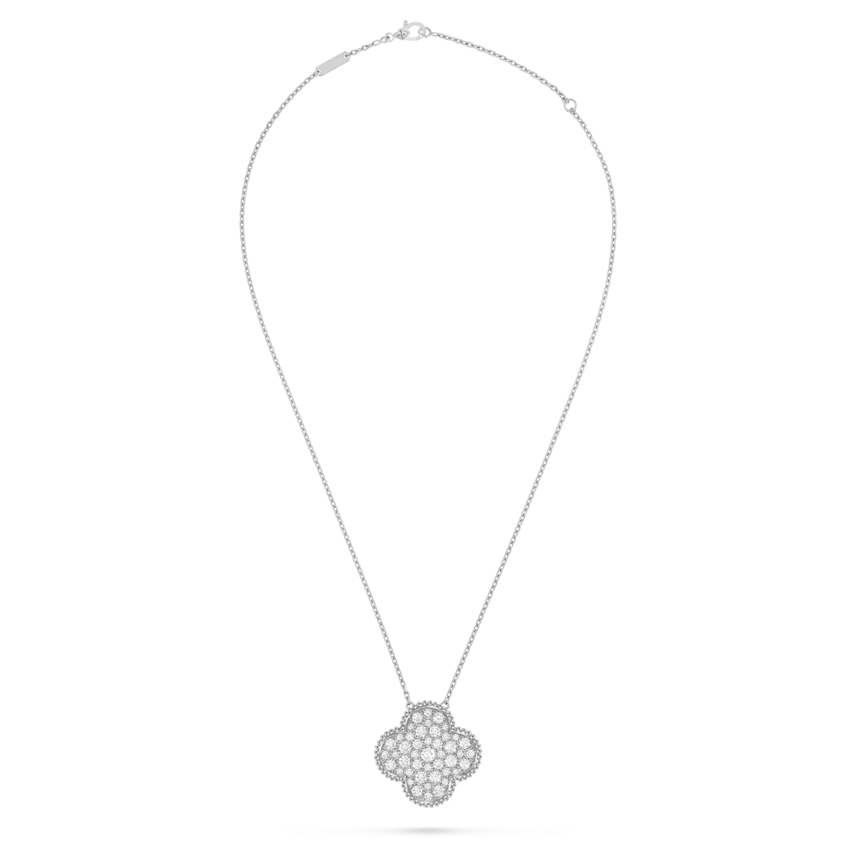 Van Cleef & Arpels Magic Alhambra Collection Full Diamond Four-Leaf Clover Necklace