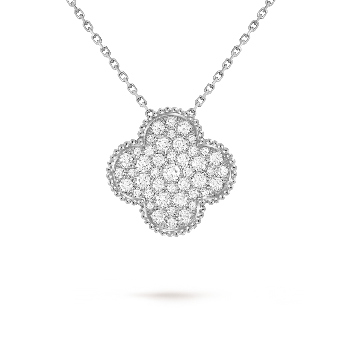 Van Cleef & Arpels Magic Alhambra Collection Full Diamond Four-Leaf Clover Necklace