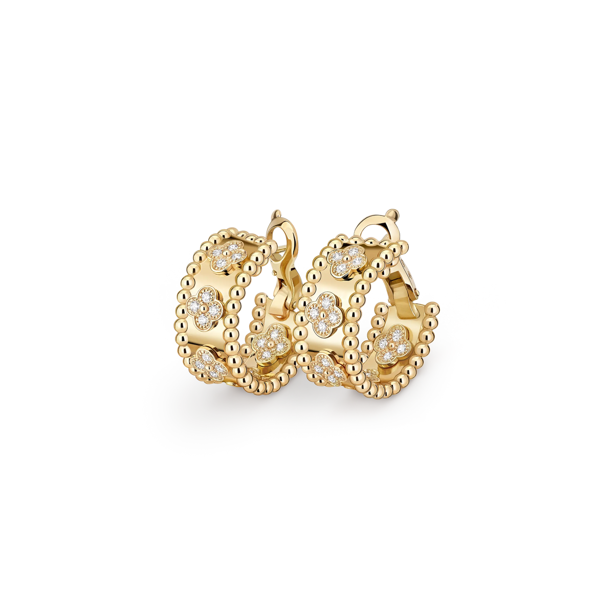 Van Cleef & Arpels Perlée Collection Four-Leaf Clover Hoop Earrings
