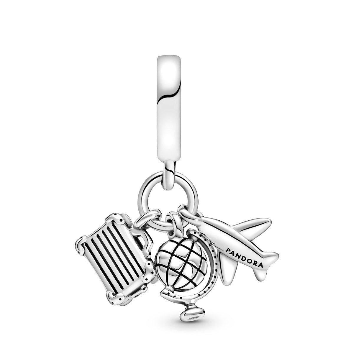 Pandora Airplane, Globe & Suitcase Dangle Charm