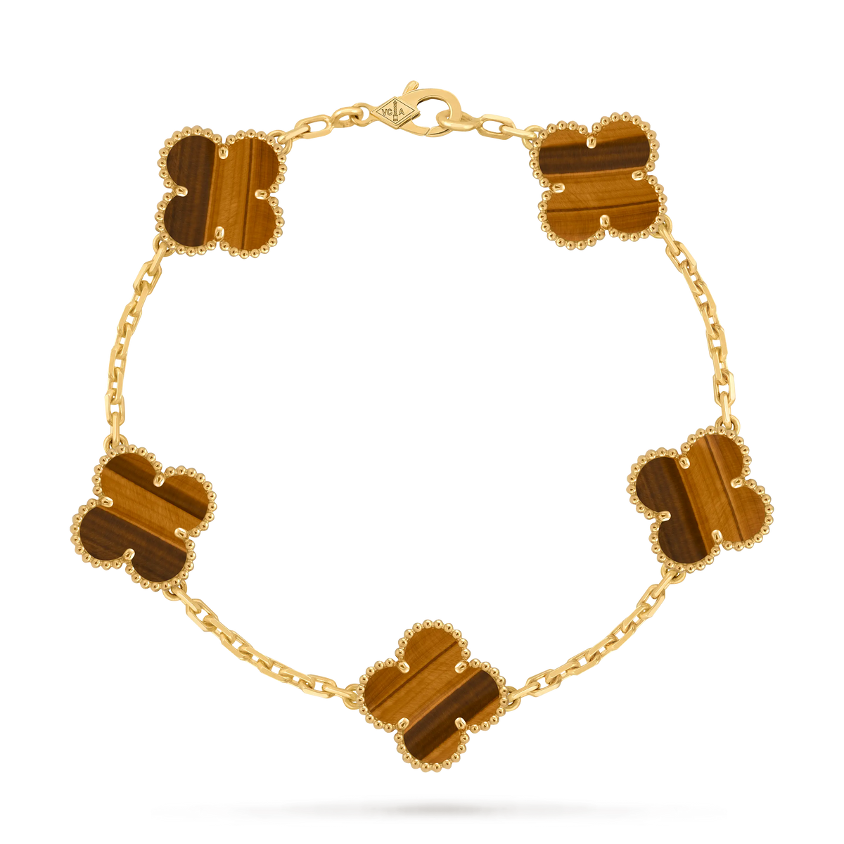 Van Cleef & Arpels Vintage Alhambra Tiger Eye Five-Flower Bracelet