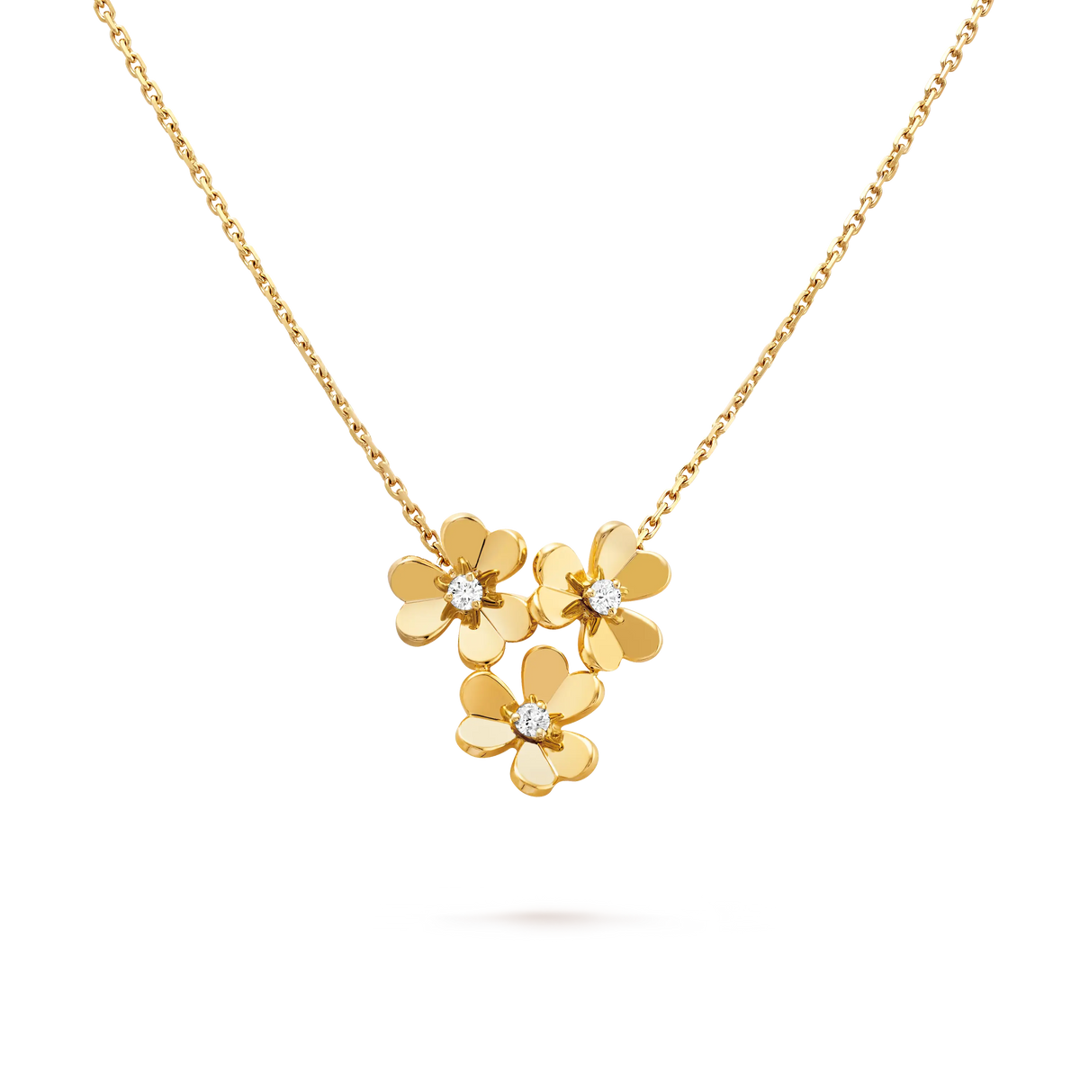 Van Cleef & Arpels Frivole Collection Mini Three-Flower Diamond Necklace