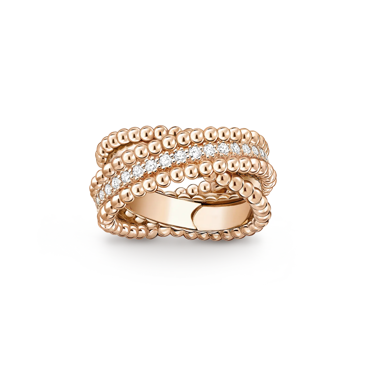 Van Cleef & Arpels Perlée Diamonds Duo collection double-ring diamond ring