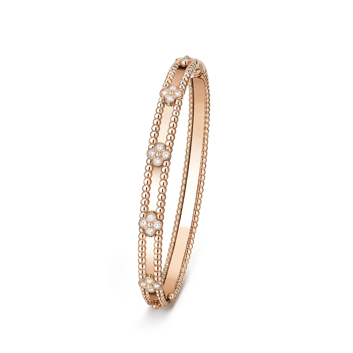 Van Cleef & Arpels Perlée Collection Four-Leaf Clover Bangle with Beaded Edge