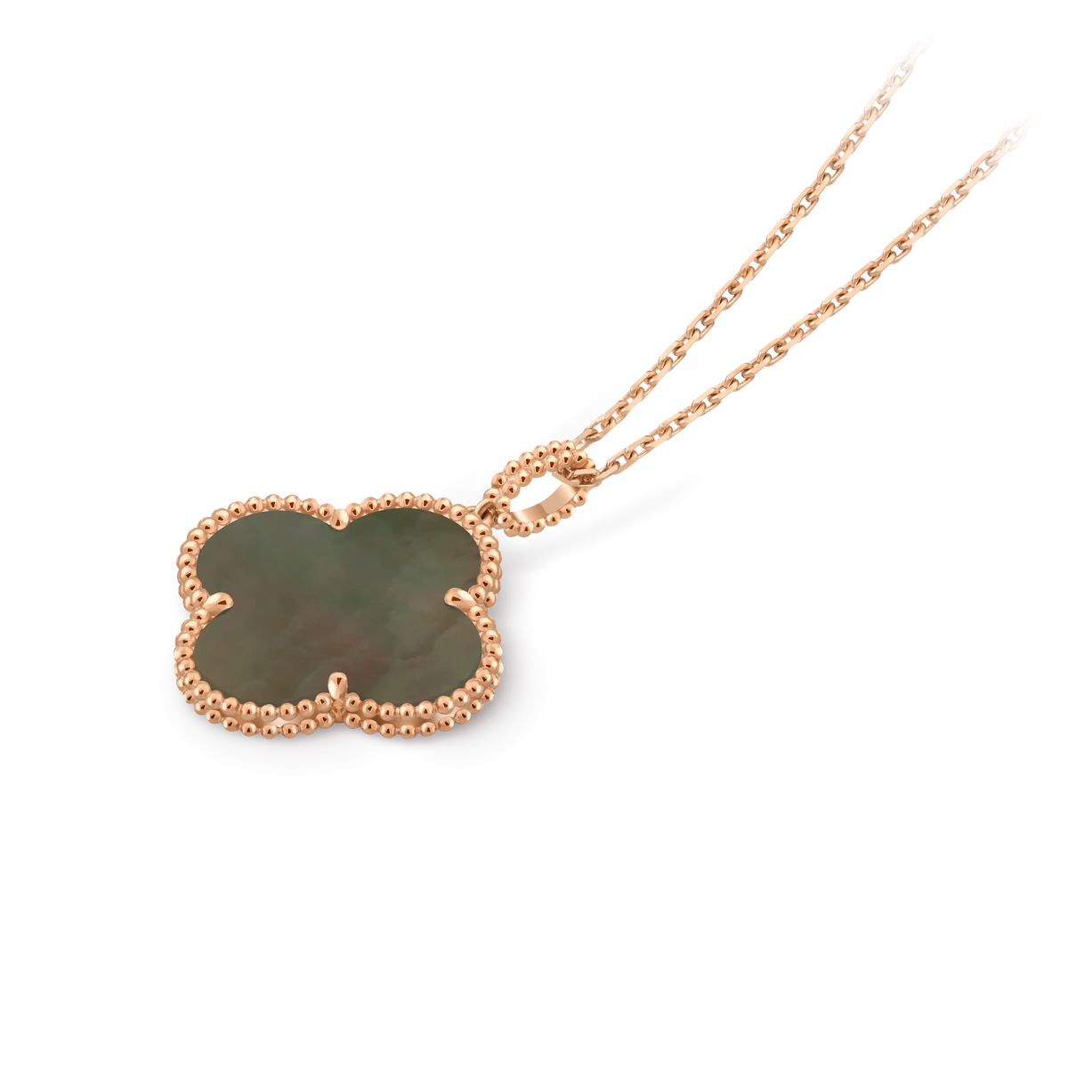 Van Cleef & Arpels Alhambra Four-Leaf Clover Collection Grey Mother-of-Pearl Necklace