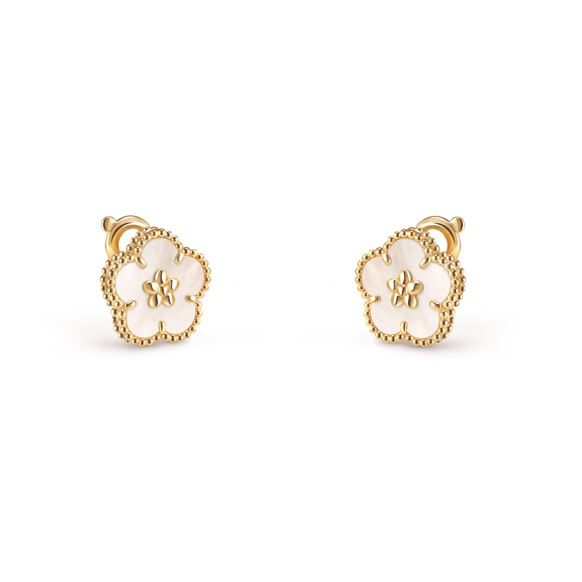 Van Cleef & Arpels Lucky Spring collection plum blossom earrings